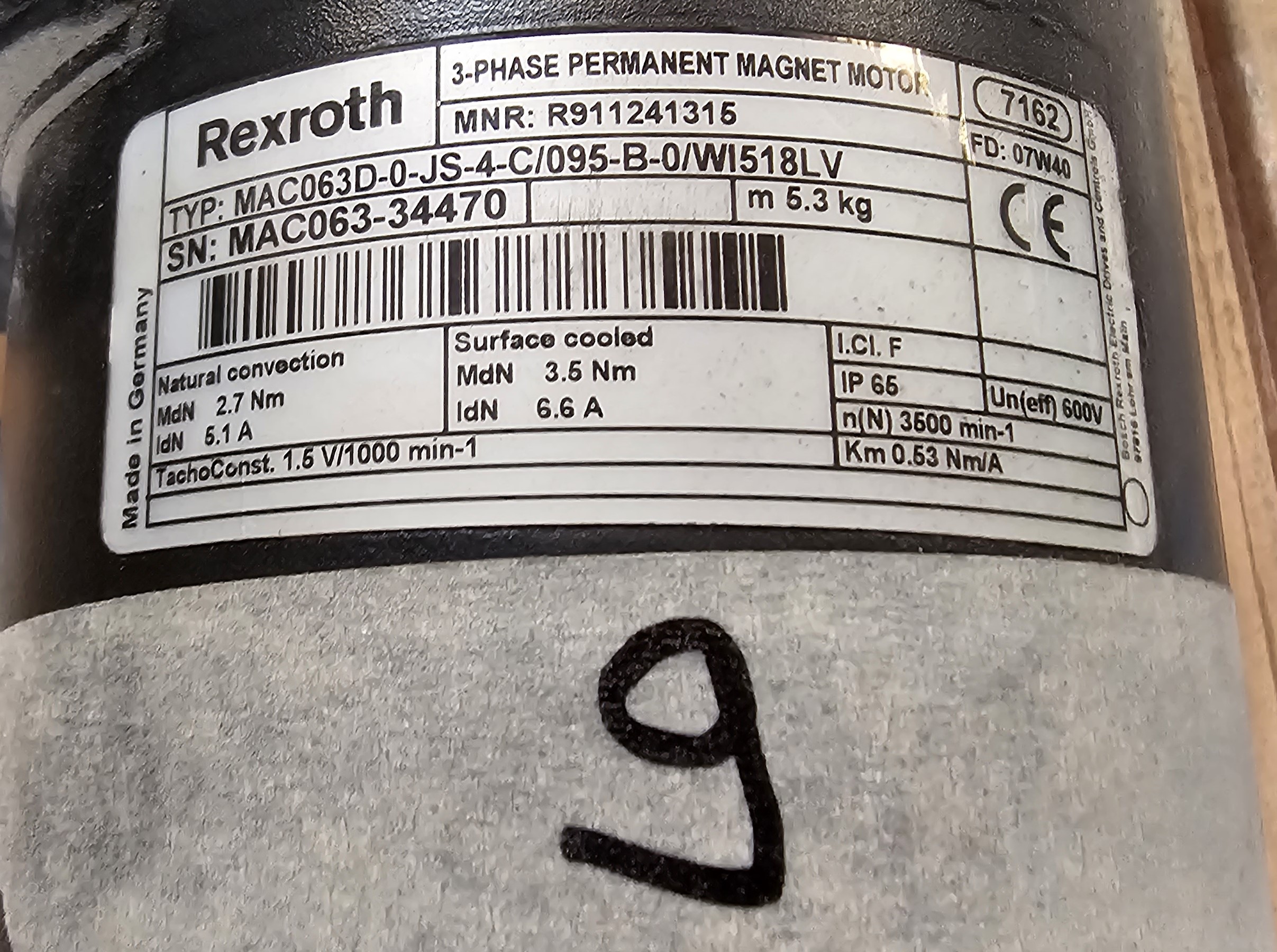 OND-163 Rexroth / Indramat MAC063D motor