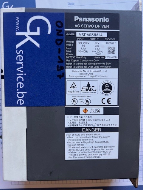 OND-197 Panasonic MSDA  - AC Servo Drive (Bottero Z axis)